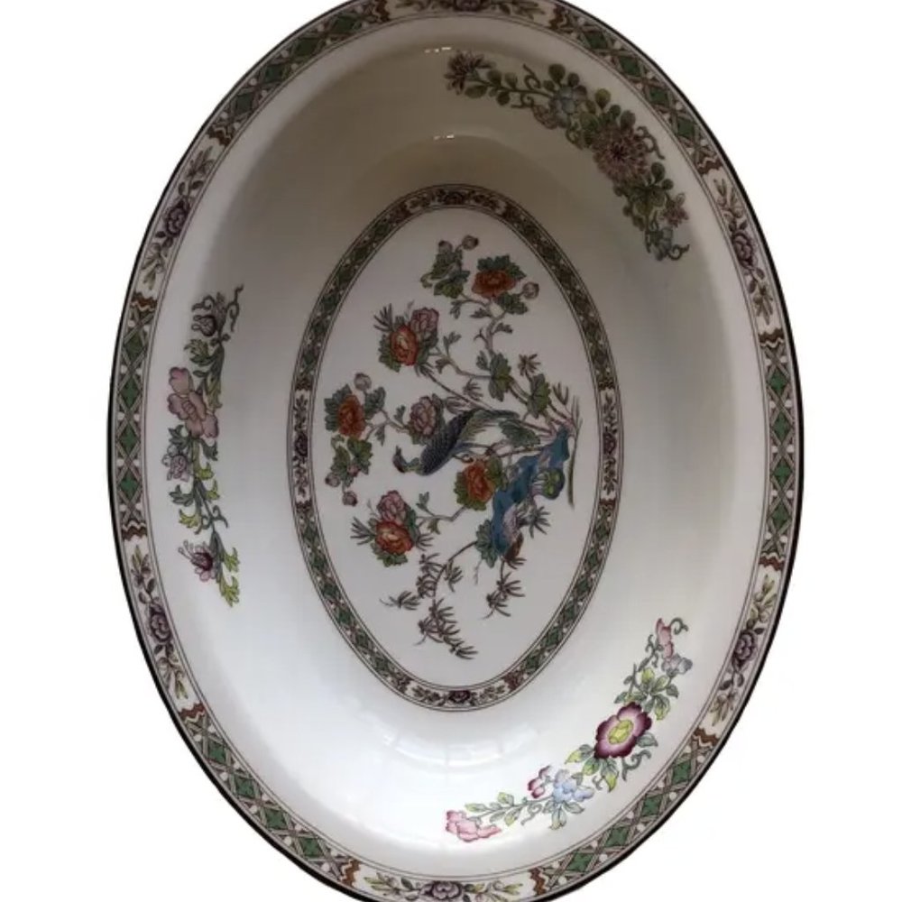 wedgwood kutani crane 10.5" Oval bowl (like new)